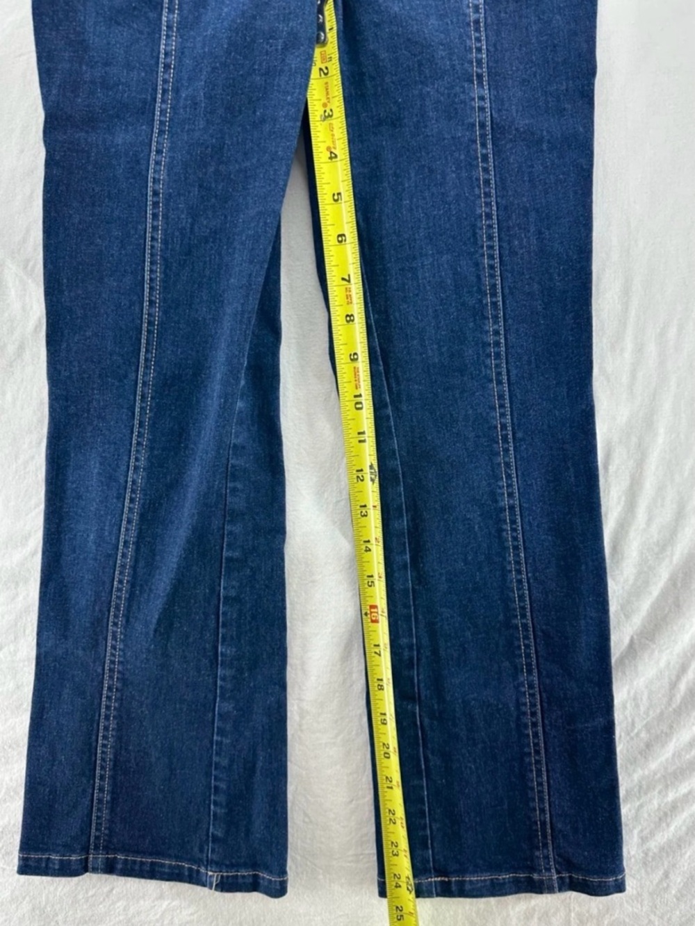 Ulla Johnson High Rise Denim Jeans Button Patch Front Pockets Seam Blue Womens 0 - Picture 8 of 11